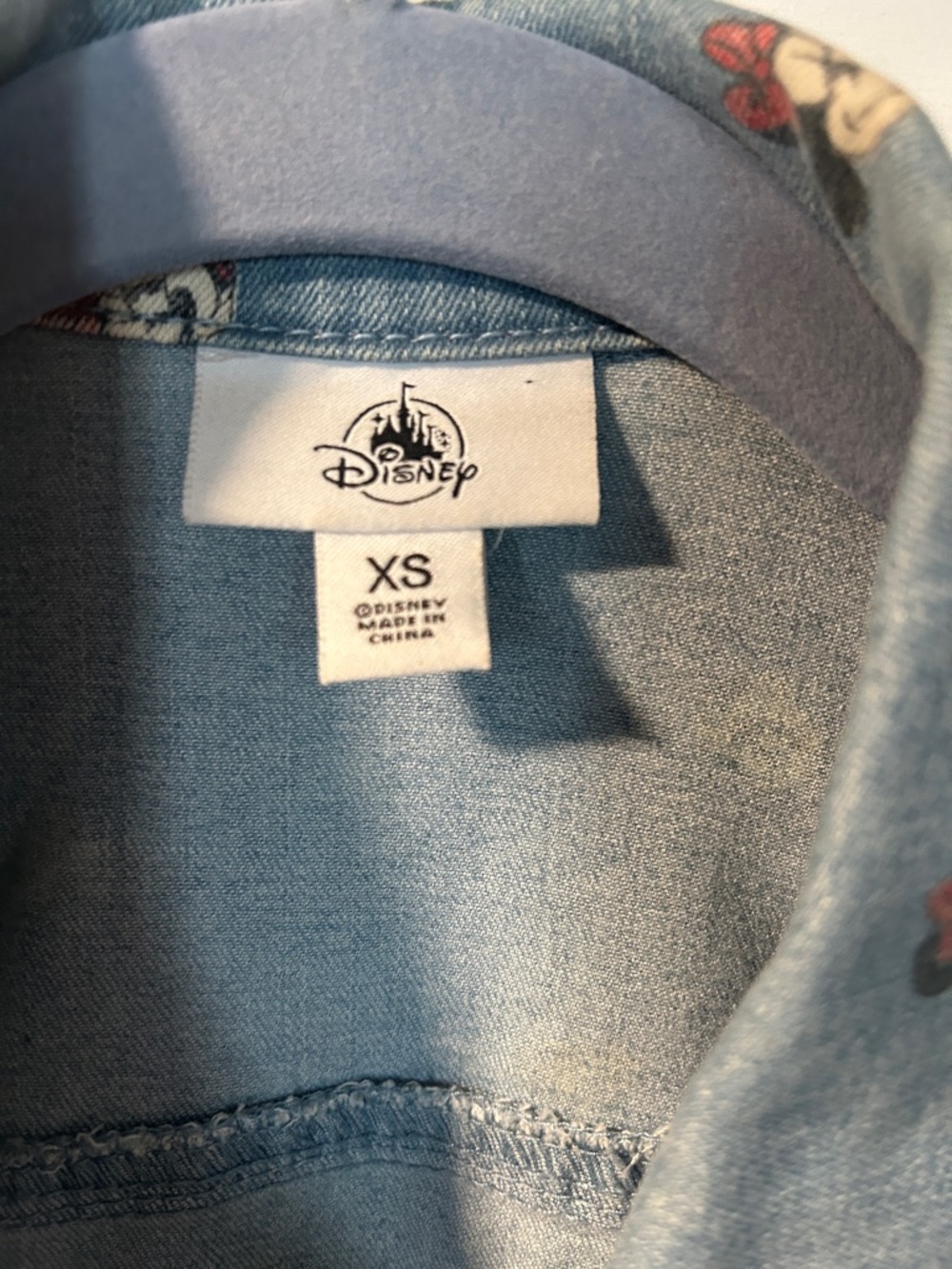 Disney Rare Light Blue Denim Jacket with Minnie Character Print XS - Picture 2 of 4